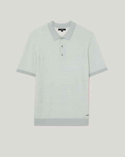 Waffle Lightweight Knit Polo, Sage, hi-res